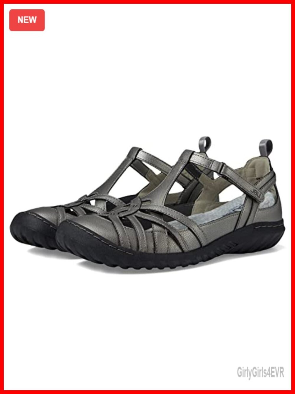 Women's Mary Jane Flats with Memory Foam Footbed, Hook & Loop Closure